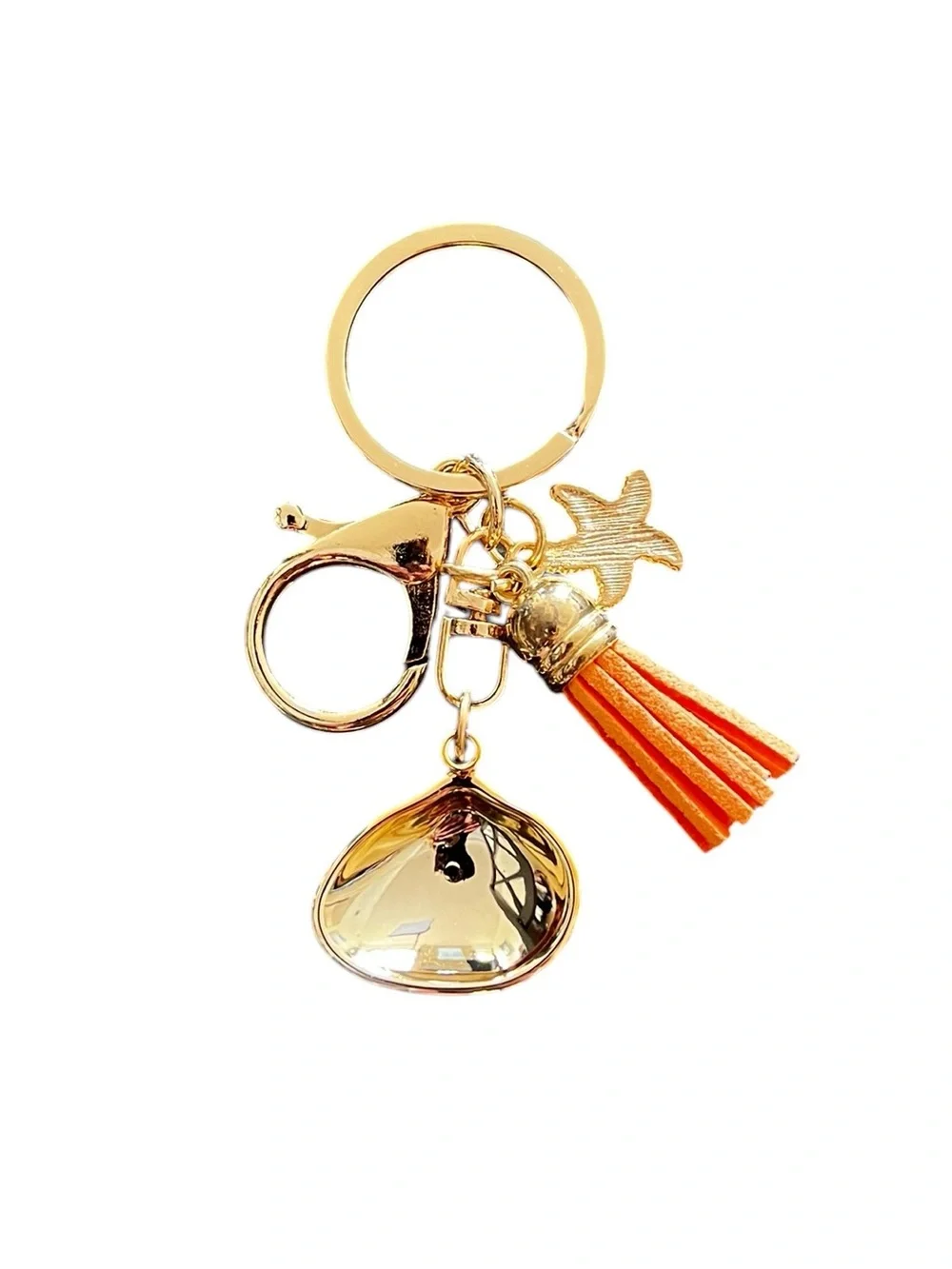 Clam Shell Orange Starfish Faux Leather Tassel 2